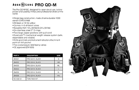 AquaLung PRO QD-M Military / Public Safety Buoyancy Compensation Device (BCD)